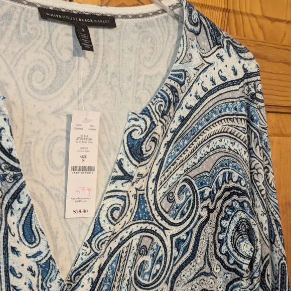 White House Black Market Paisley Cardigan - Picture 2 of 12